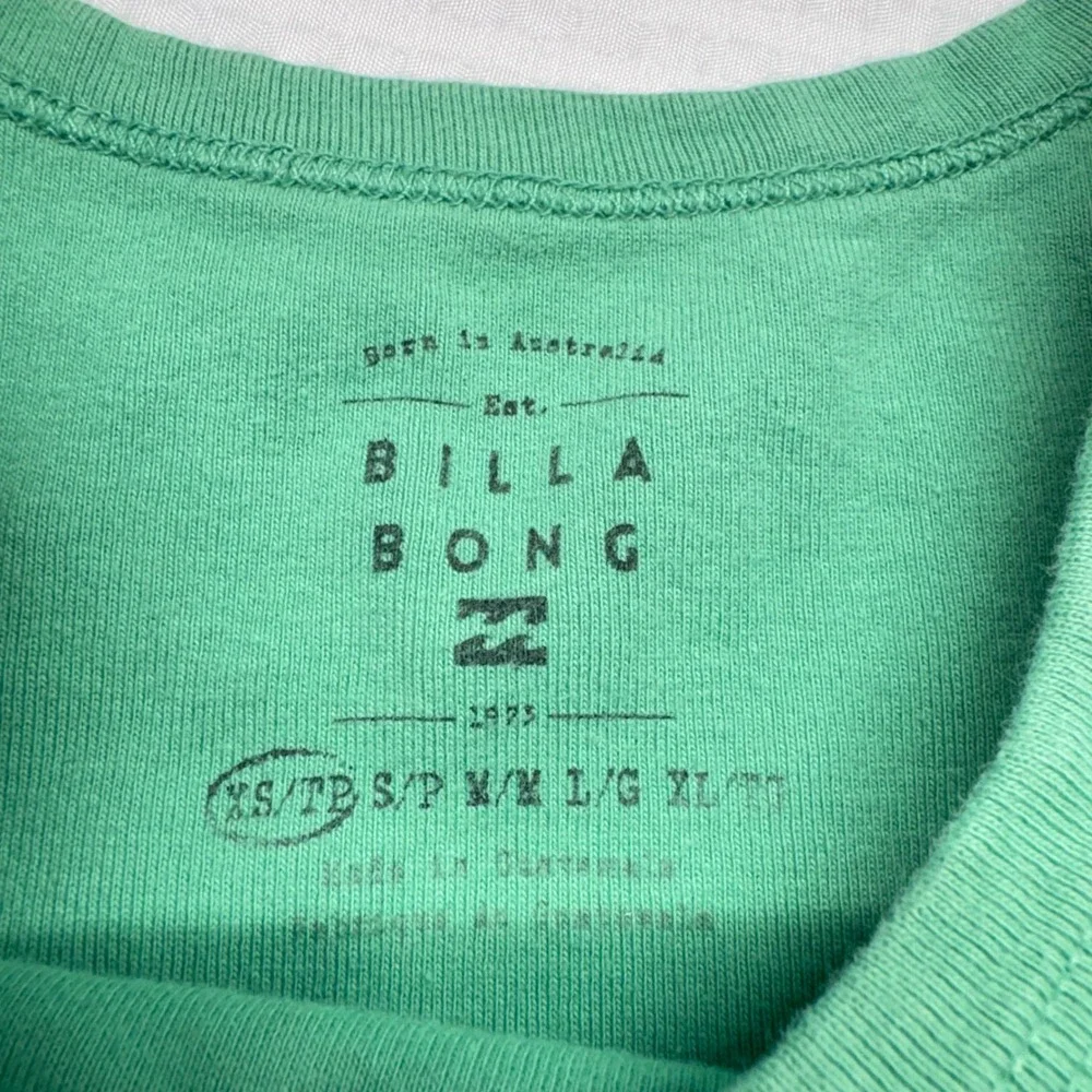 Billabong Graphic Tank Top Girls XS Green Good Keep Shining Tropical Crop